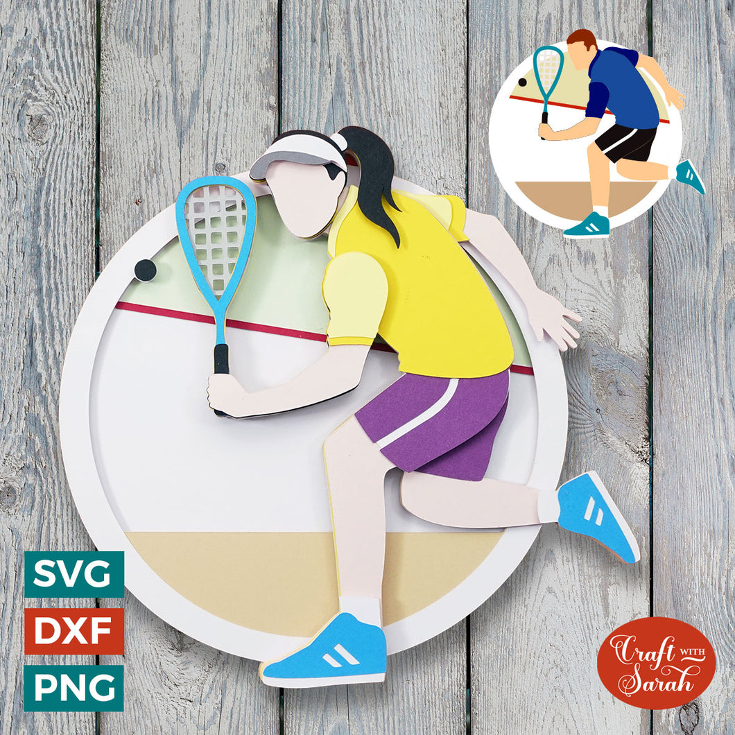Squash SVG | Male & Female Squash Racket & Player Cut Files