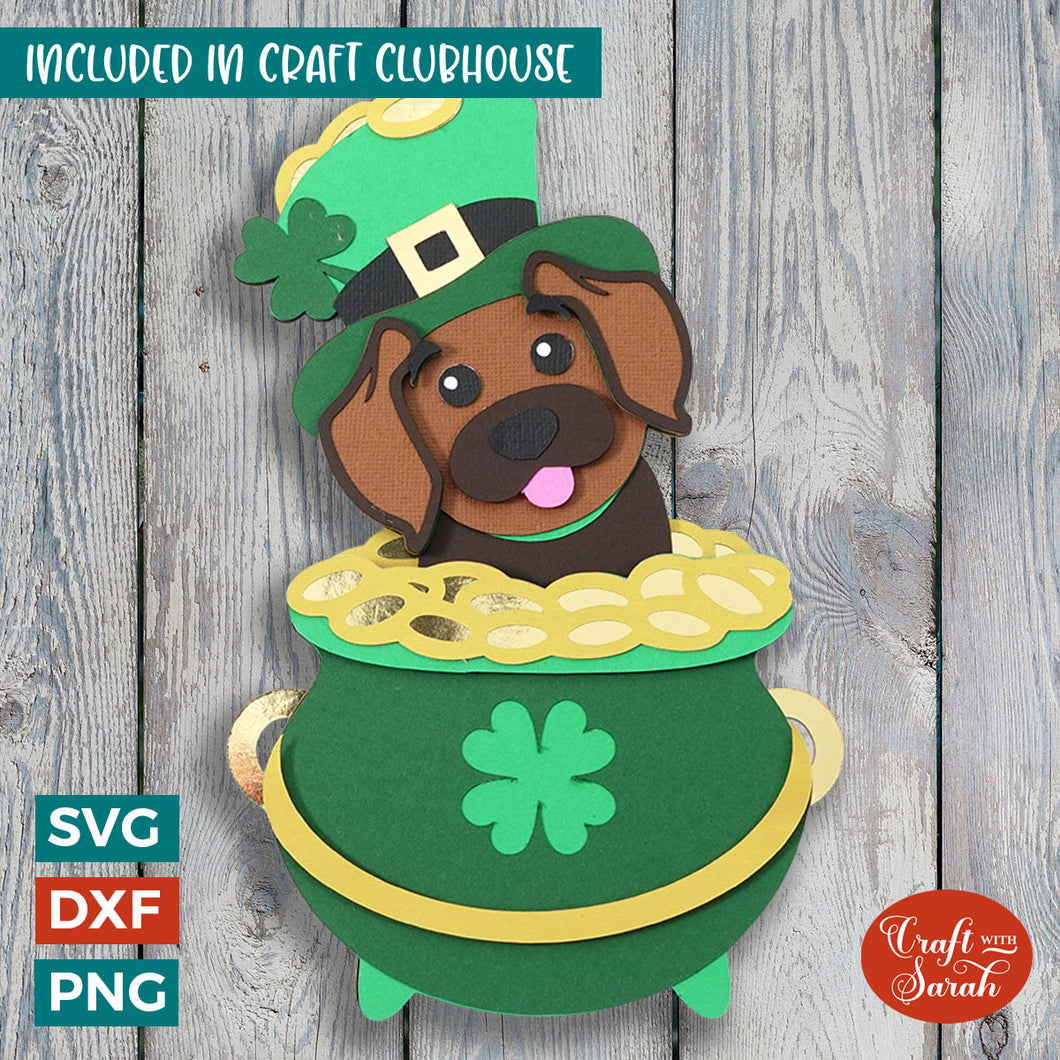 St Patrick's Day Dog SVG | 3D Layered Puppy Cutting File