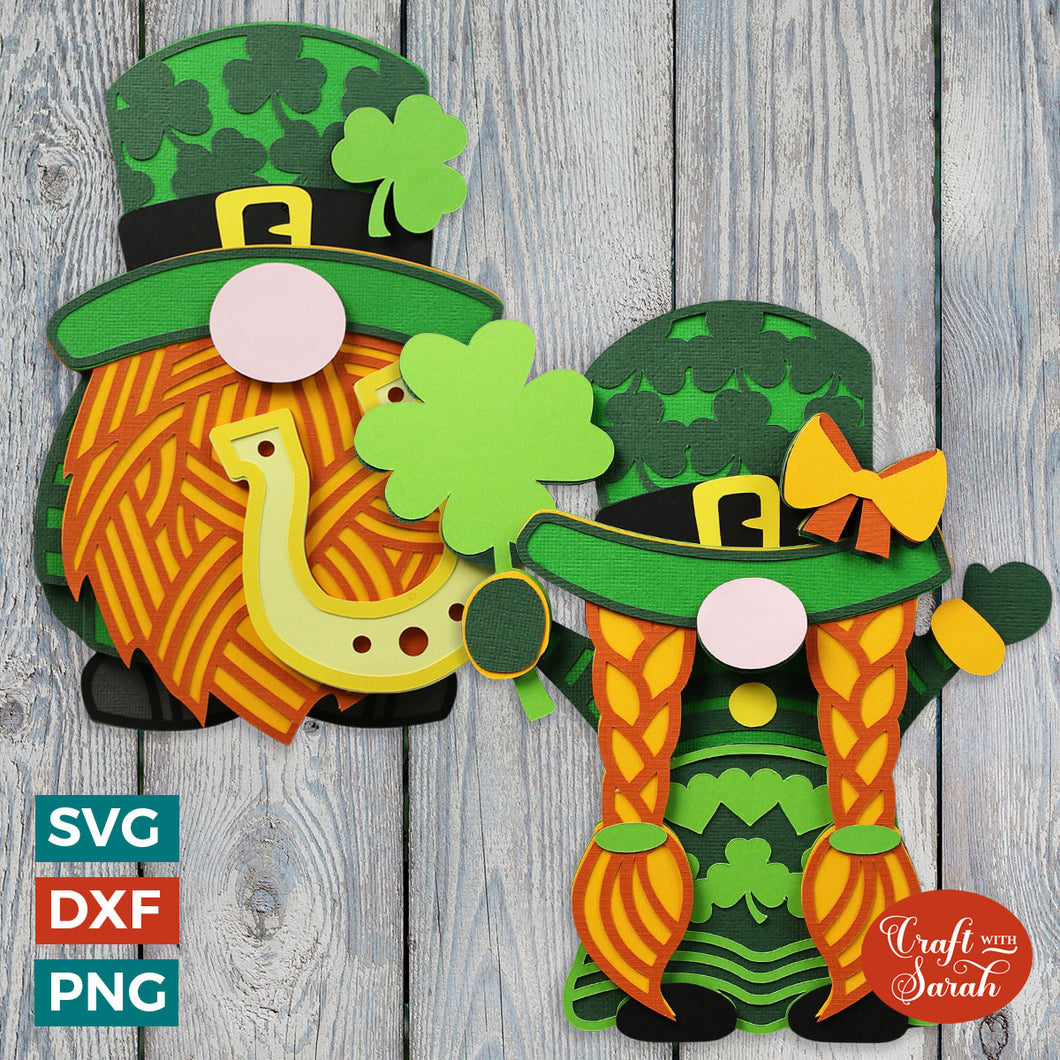 St Patrick's Day Gnomes | Adorable Leprechaun Gnome SVGs
