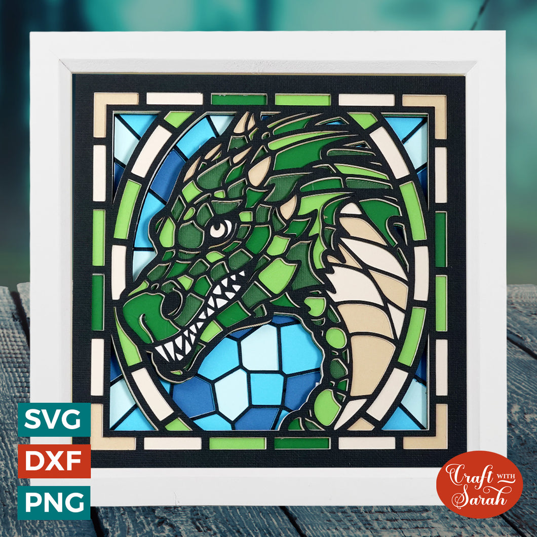 Stained Glass Dragon SVG | Layered Mythical Stained Glass Cut Files