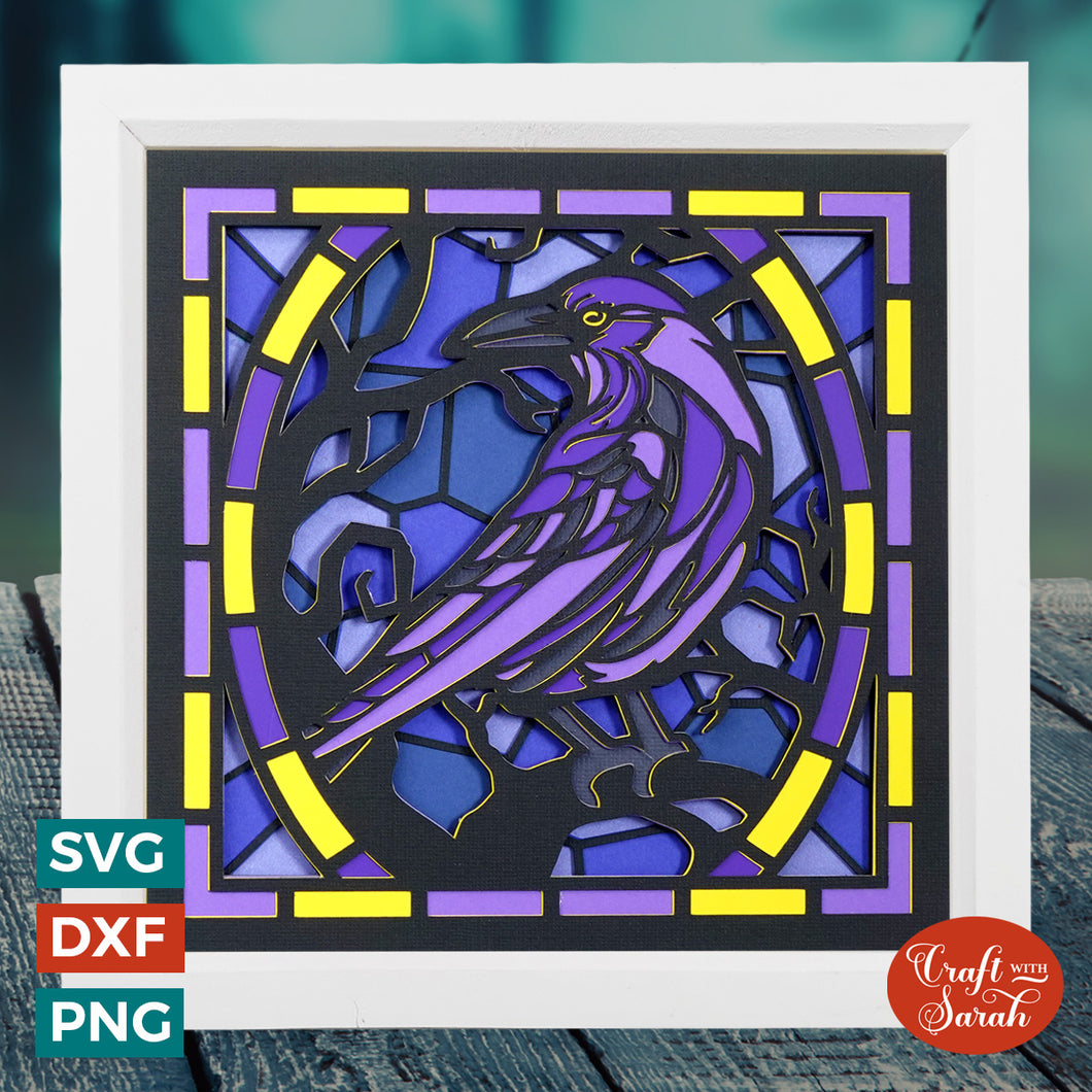 Stained Glass Raven SVG | Layered Halloween Stained Glass Cut Files