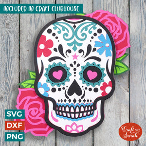 Sugar Skull SVG | 3D Layered Halloween Calavera Cutting File