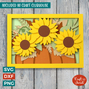 Sunflower Pumpkin Card SVG | Layered Fall Sunflower Pumpkin Greetings Card