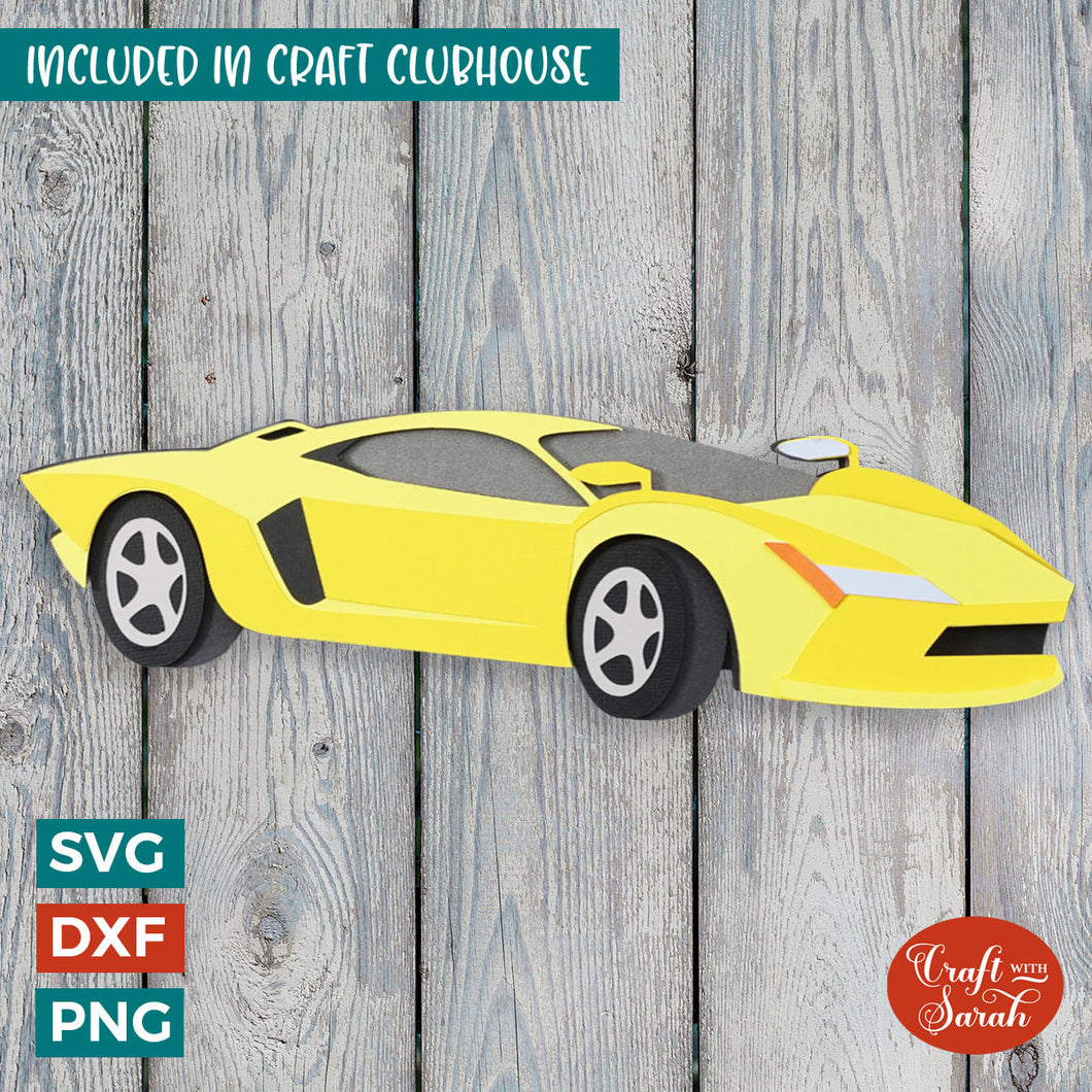 Supercar SVG | 3D Layered Exotic Car Cutting File