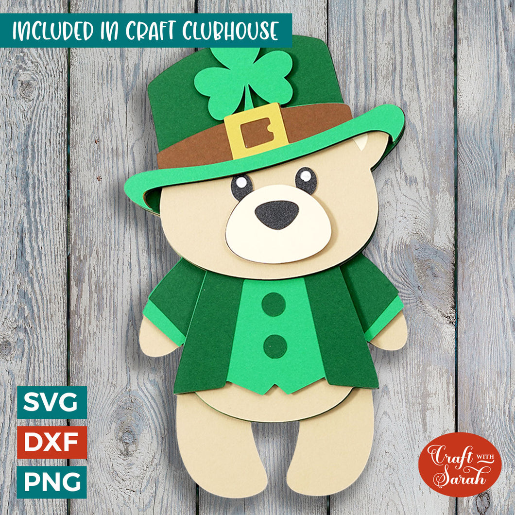 St Patrick's Day Teddy SVG | 3D Layered Male Teddy Bear Cutting File