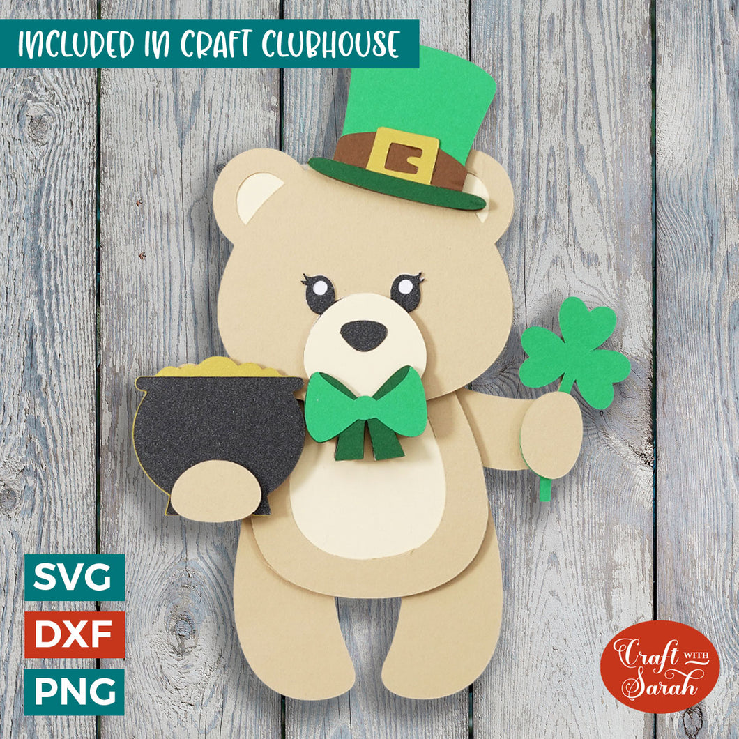 St Patrick's Day Teddy SVG | 3D Layered Female Teddy Bear Cutting File