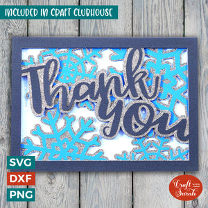 Thank You Card SVG | Layered Snowflakes Winter Greetings Card