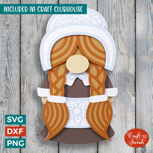 Thanksgiving Gnome SVG | 3D Layered Thanksgiving Female Gonk Cutting File