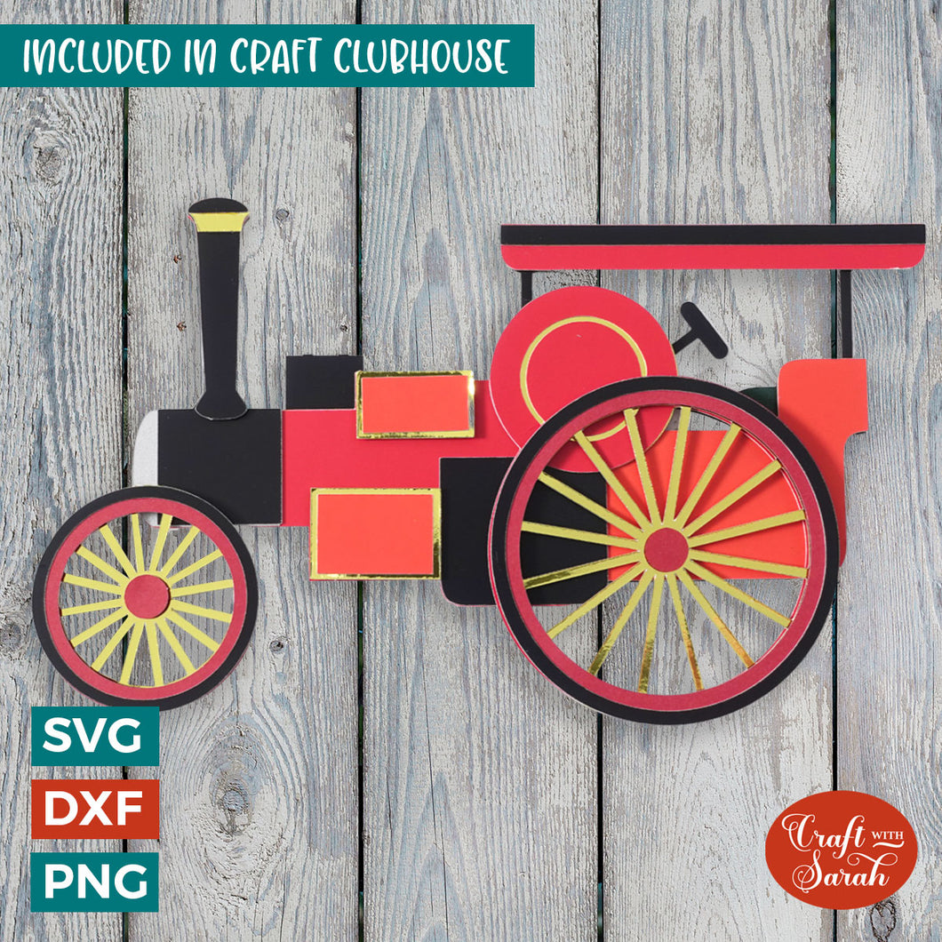 Traction Engine SVG | 3D Layered Steam Engine Cutting File