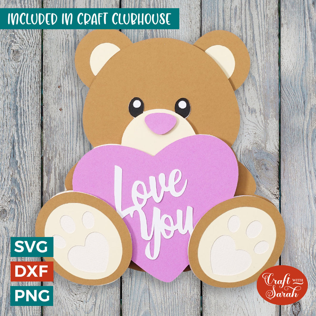 Valentine's Teddy SVG | 3D Layered Male Valentine's Day Bear Cutting File