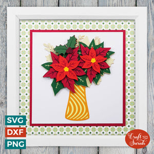 Poinsettia in Vase SVG | 3D Flowers Cutting File