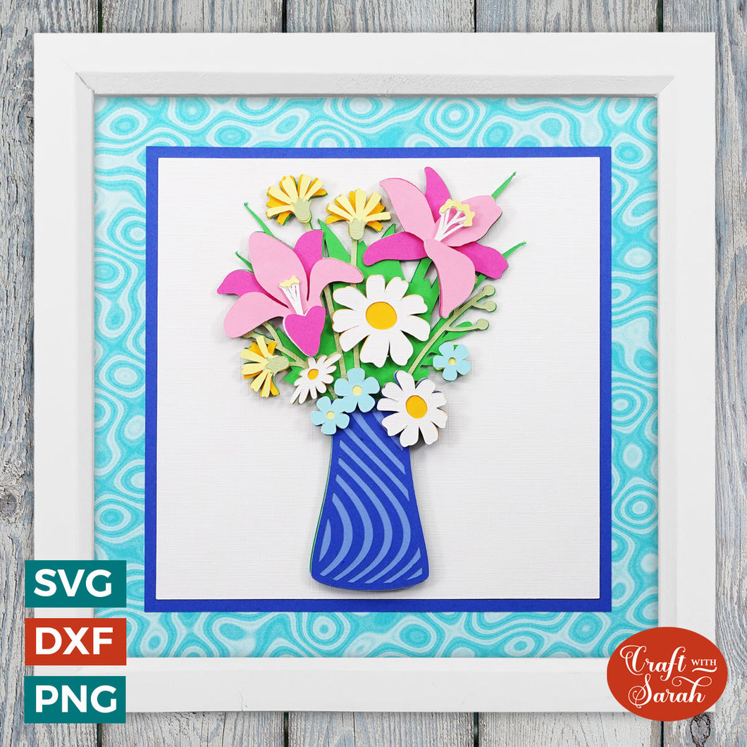Lilies in Vase SVG | 3D Flower Bouquet Cutting File