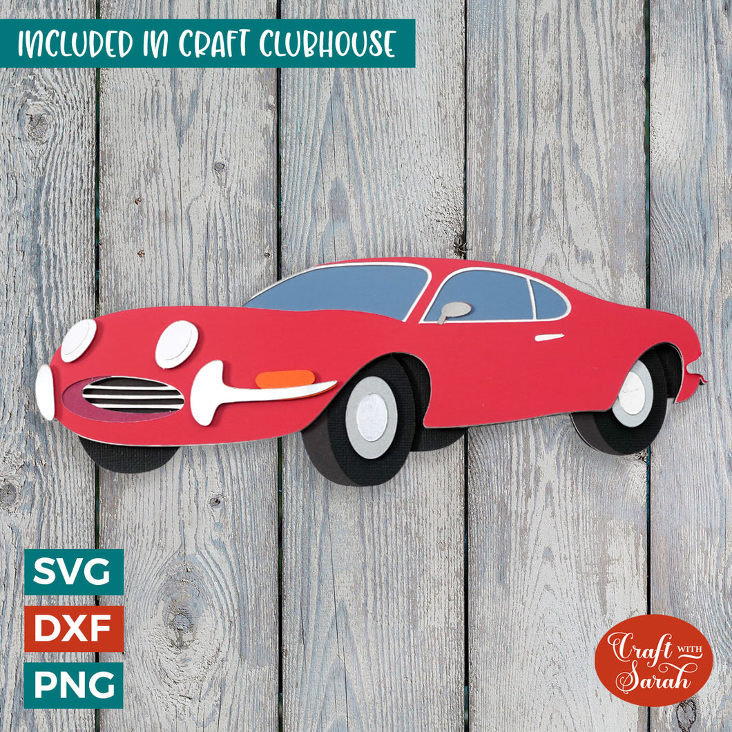 Vintage Sports Car SVG | 3D Layered Sports Car Cutting File