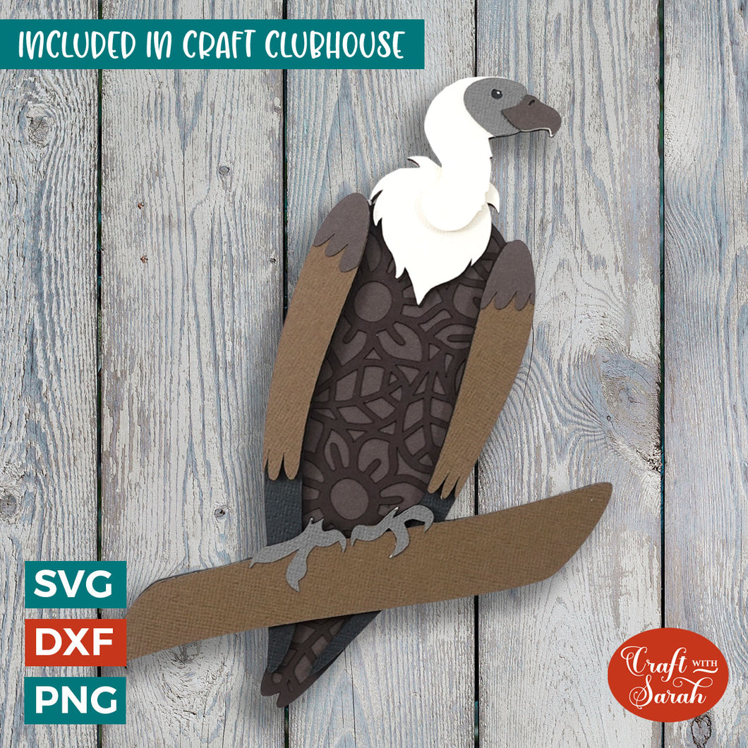 Vulture SVG | 3D Layered Vulture Scavenger Bird Cutting File