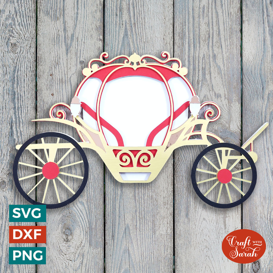 Wedding Cart SVG | 3D Layered Wedding Carriage Cutting File