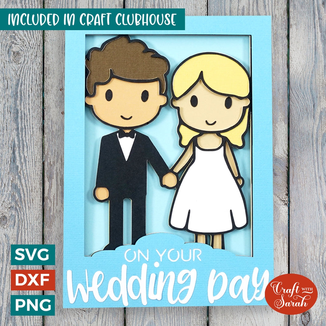 Wedding Couple Card | Layered Bride & Groom Greetings Card