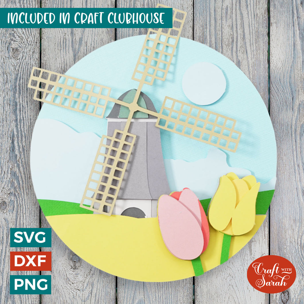 Windmill SVG | 3D Layered Windmill Scene Cutting File