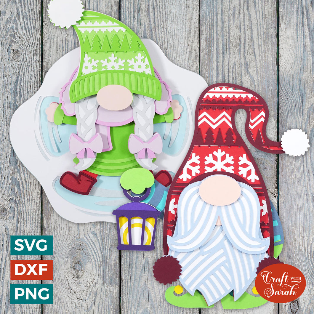 Pair of Winter Gnomes | Christmas Snow Gnome SVGs