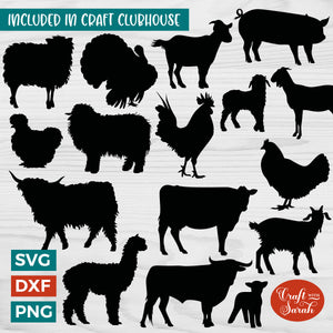 Farm Animal SVGs |  Farm Animal Silhouette Cutting Files