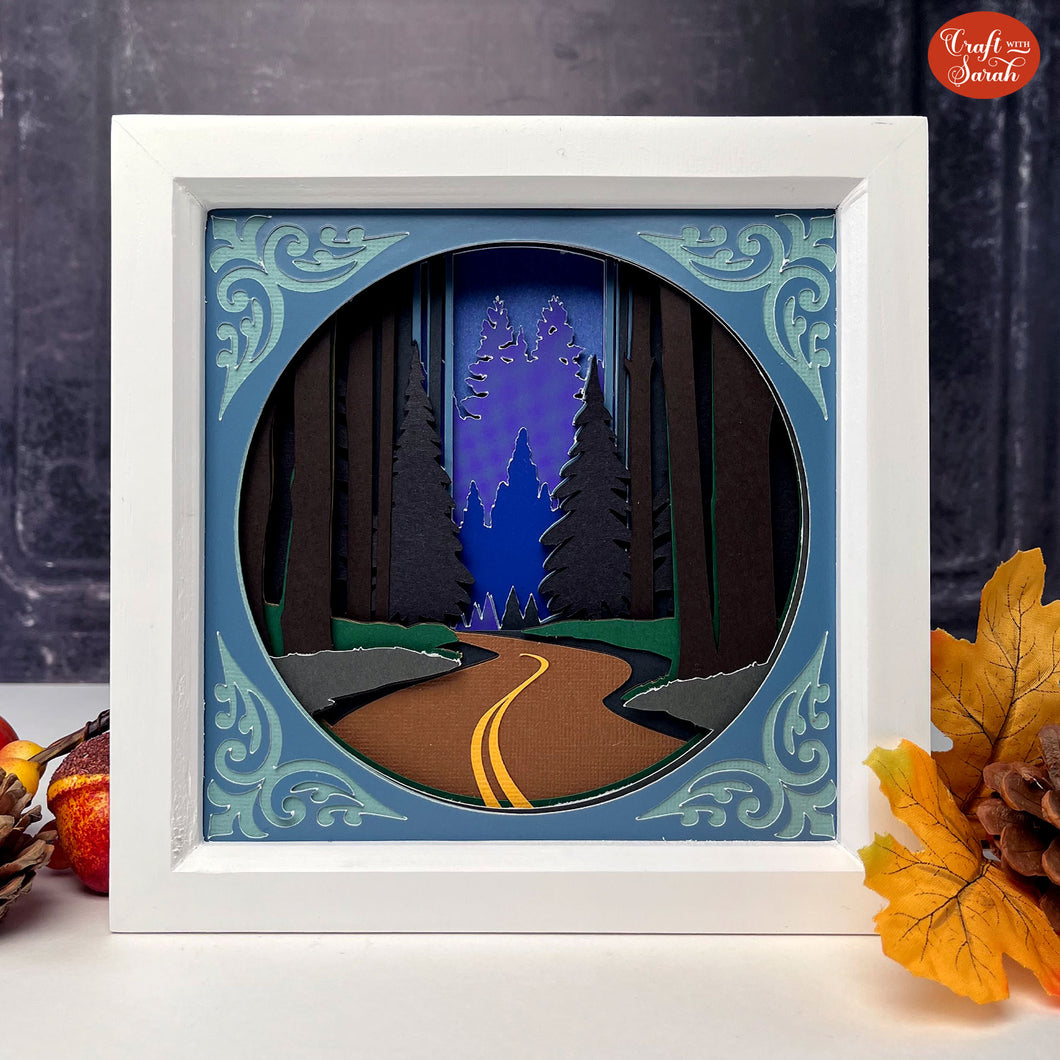 Forest Highway Shadow Box SVG | Layered Halloween Shadow Box Cutting File