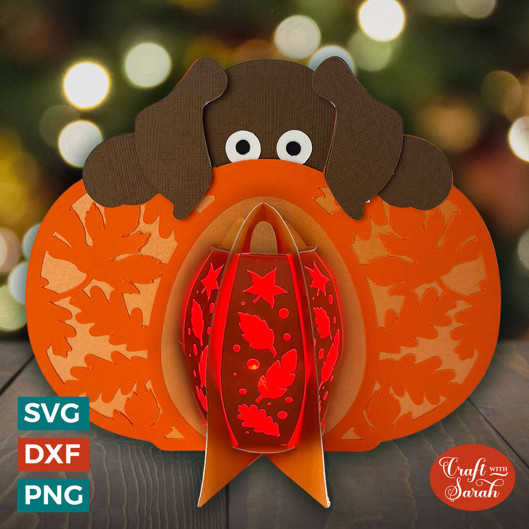 Pumpkin Dog Lantern SVG