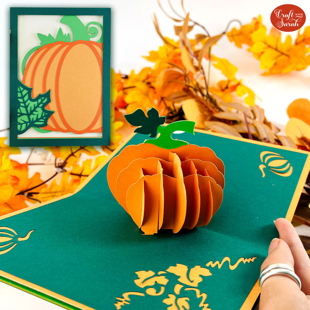 Popout Pumpkin Card SVG | 3D Halloween Pumpkin Greetings Card Cut Files