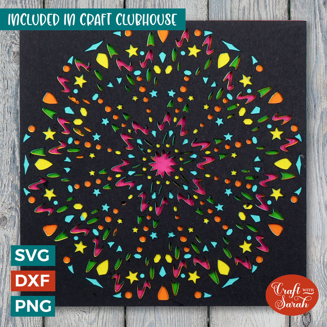 Firework Quilt Card SVG | Layered Quilt Greetings Card Cutting File