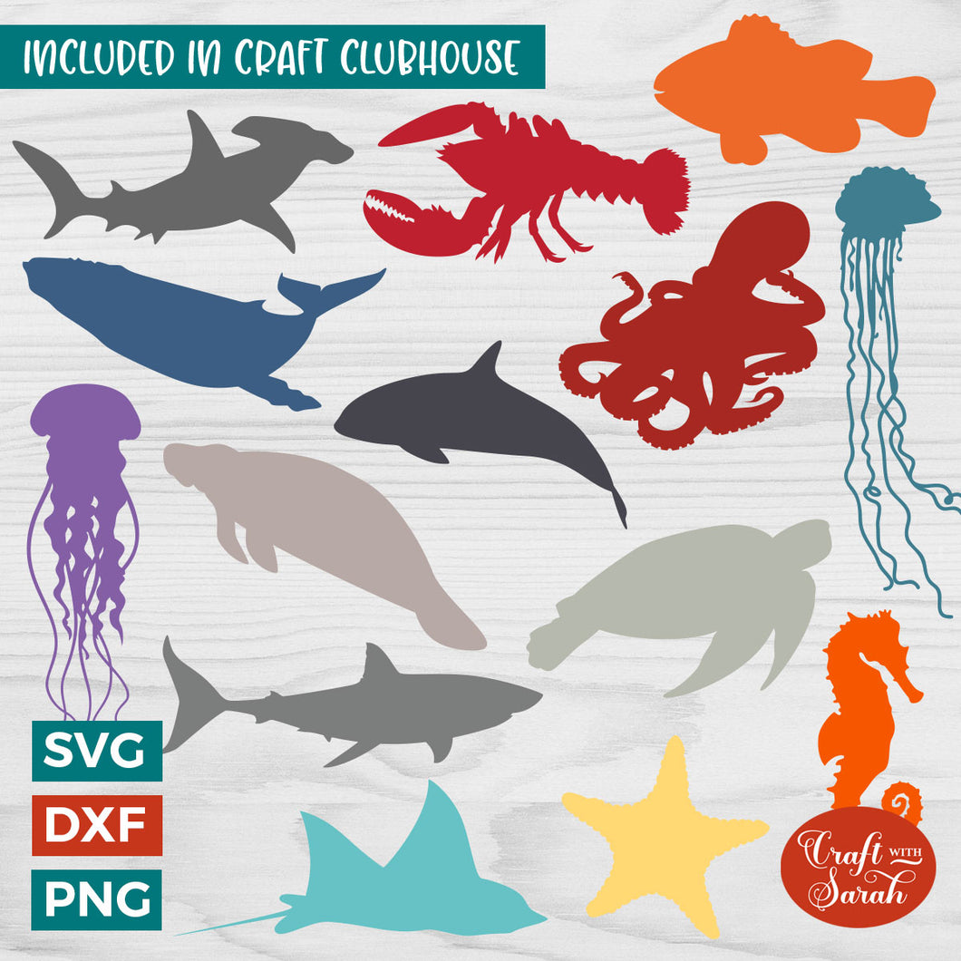 Sea Ocean SVGs |  Sea Ocean Animal Silhouette Cutting Files