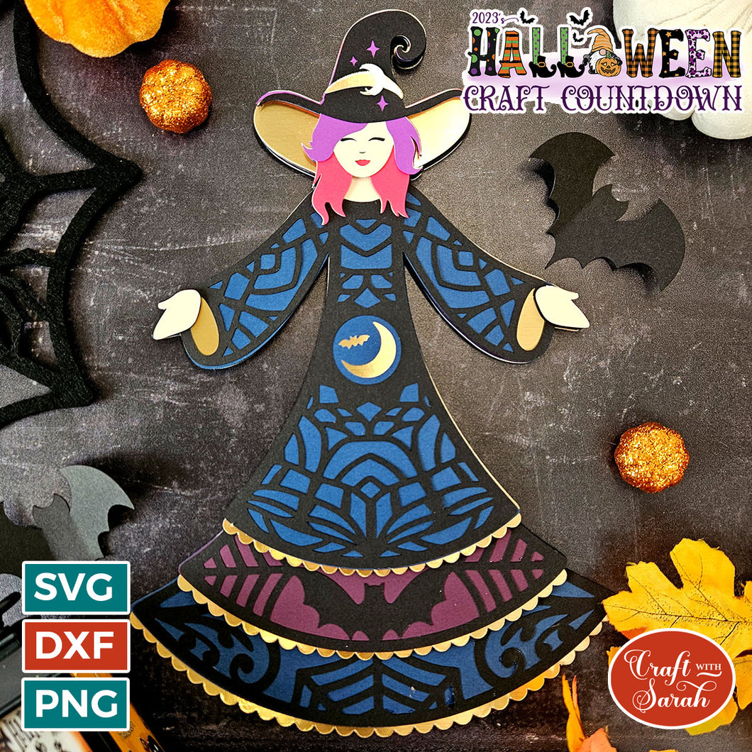 Halloween Witch SVG | Layered Mystical Witch Cut File