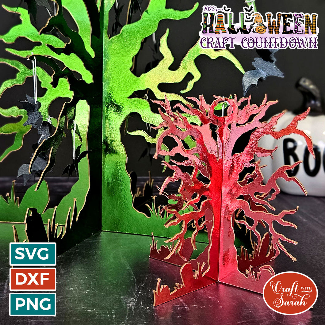3D Spooky Tree SVGs | Halloween Tree Kraft Board Project