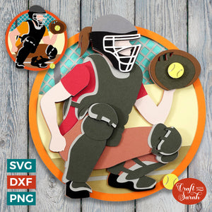 Softball Catcher SVG | Male & Female Softball Sport Cut Files