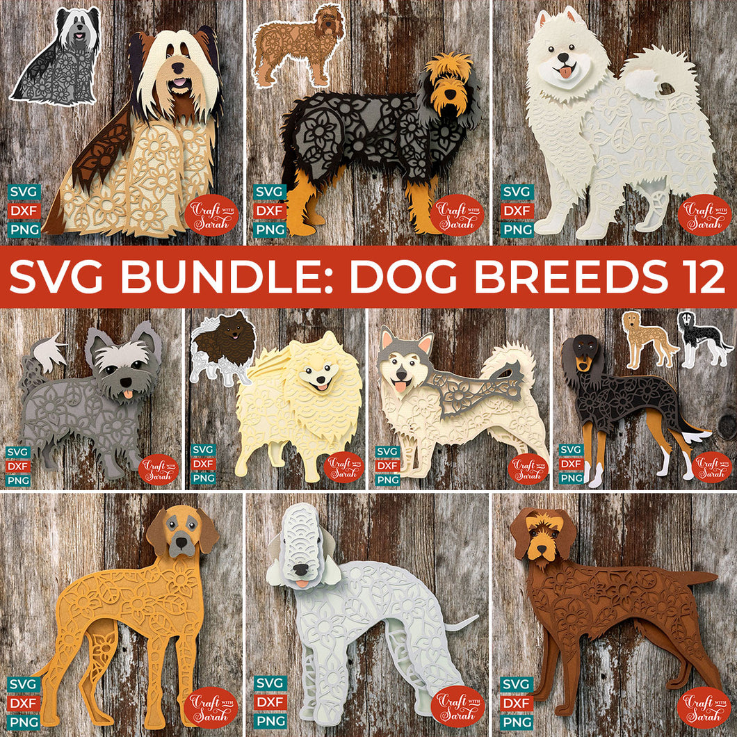 SVG BUNDLE: Layered Dog Breeds Part 12