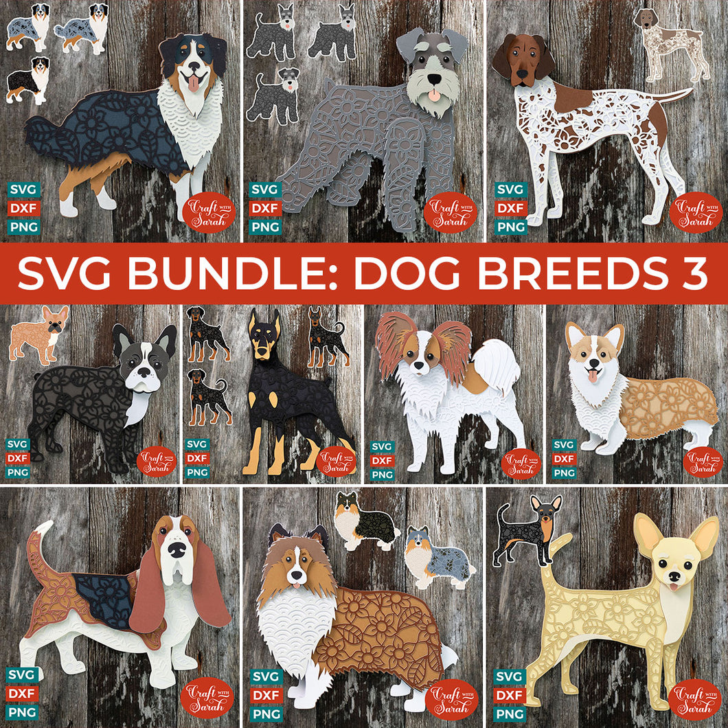 SVG BUNDLE: Layered Dog Breeds Part 3