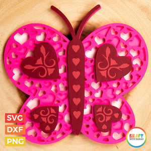 Butterfly SVG | Layered Valentine's Day Butterfly Cutting File