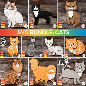 SVG BUNDLE: Layered Cats Part 1