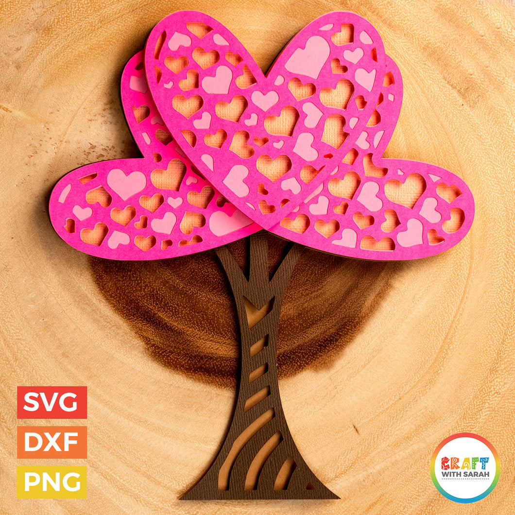 Valentine's Day Love Tree SVG | Layered Tree of Love Cutting File