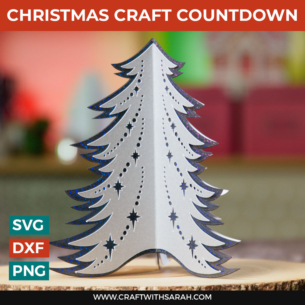 3D Christmas Tree SVG | Stars & Baubles Christmas Tree Cutting File
