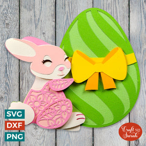 Easter Bunny Hugging Egg SVG File | Layered Easter Egg Cutting File