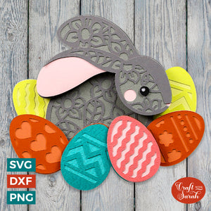 Easter Bunny with Eggs SVG File | Layered Easter Eggs Cutting File