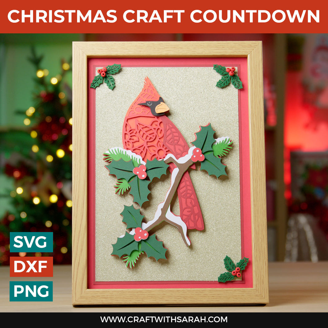 Christmas Cardinal SVG | Layered Cardinal Bird Cutting File