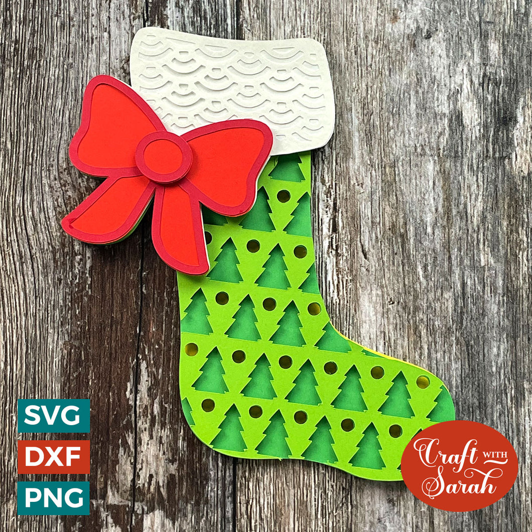 Christmas Stocking SVG | Layered Christmas Stocking Cutting File