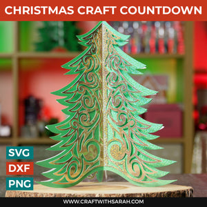 3D Christmas Tree SVG | Ornate Swirls Christmas Tree Cutting File