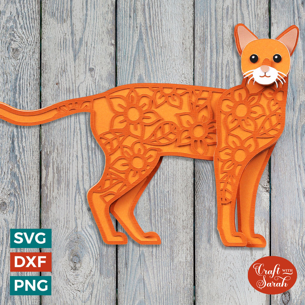 Abyssinian Cat Layered SVG | Layered Abyssinian Tabby Cat Cutting File