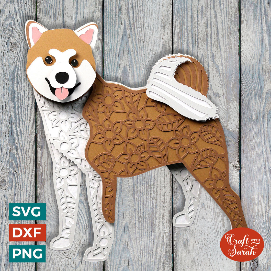 Akita SVG | Layered Japanese Akita Dog Cutting File