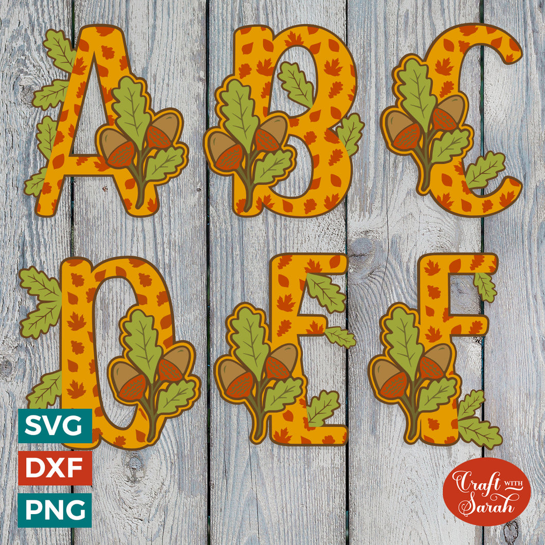 Autumn Layered Alphabet | A-Z & 0-9 Alphabet SVGs