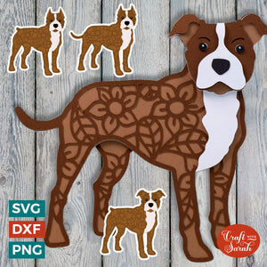 American Staffordshire Terrier SVG | Layered AmStaff Cutting File