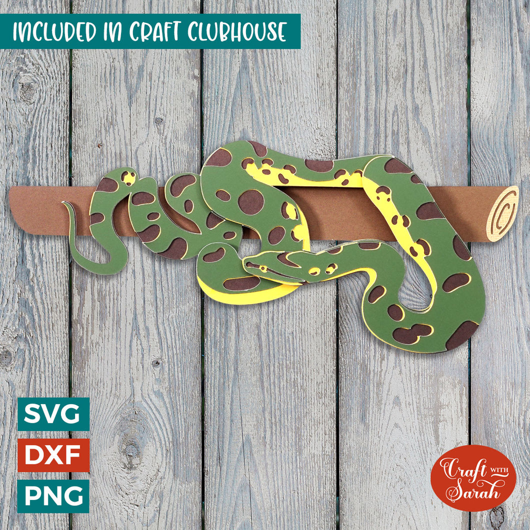Anaconda SVG | 3D Layered Anaconda Rainforest Animal SVG