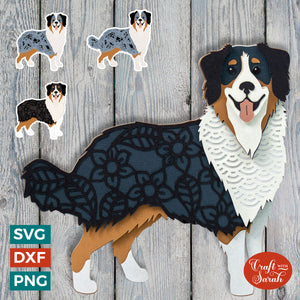 Australian Shepherd Dog SVG | Layered Aussie Dog Cutting File