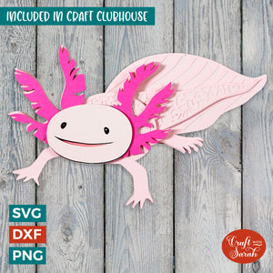 Axolotl SVG | 3D Layered Axolotl SVG