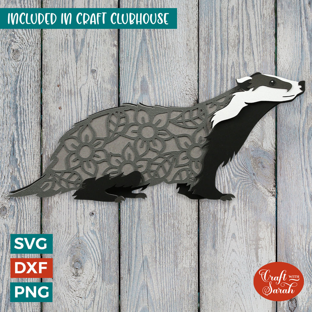 Badger SVG | Layered Woodland Badger Cutting File